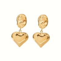 Stainless Steel Drop Earring, 304 Stainless Steel, Heart, Vacuum Ion Plating, fashion jewelry & polished & for woman, golden 