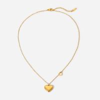 Stainless Steel Jewelry Necklace, 304 Stainless Steel, with 4.5cm extender chain, Heart, Vacuum Ion Plating, fashion jewelry & polished & for woman, golden, 13mm .6 cm 