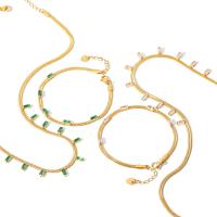 Zirkonia Edelstahl Halskette, 304 Edelstahl, Vakuum-Ionen-Beschichtung, Modeschmuck & poliert & verschiedene Stile für Wahl & für Frau & mit kubischem Zirkonia, keine, verkauft von PC