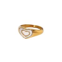 Enamel Stainless Steel Finger Ring, 304 Stainless Steel, Heart, Vacuum Ion Plating, fashion jewelry & polished & for woman 8.92mm 