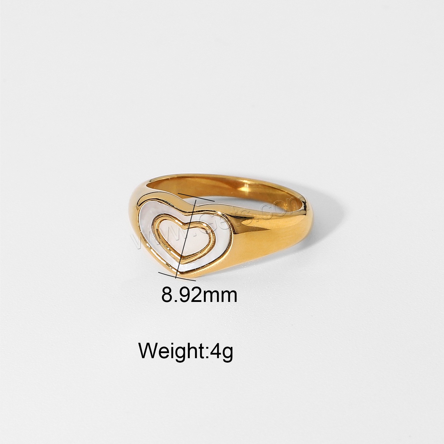 Emaille Edelstahl Ringe, 304 Edelstahl, Herz, Vakuum-Ionen-Beschichtung, Modeschmuck & poliert & verschiedene Größen vorhanden & für Frau, keine, 8.92mm, verkauft von PC