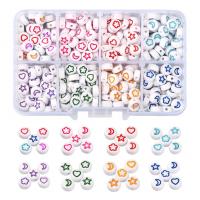 Acryl Schmuck Perlen, mit Kunststoff Kasten, flache Runde, DIY, gemischte Farben, 105x66x23mm, ca. 400PCs/Box, verkauft von Box