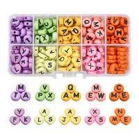 Acryl Alphabet Perlen, mit Kunststoff Kasten, DIY & mit Brief Muster, gemischte Farben, 130x65x23mm, ca. 200PCs/Box, verkauft von Box
