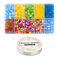 DIY Jewelry Finding Kit, Acrylic, Elastic Thread & beads, with Plastic Box, mixed colors 