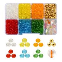 DIY Jewelry Finding Kit, Glass Beads, Elastic Thread & beads, with Plastic Box & Iron & Acrylic, gold color plated, mixed colors Approx 
