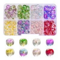 Glass Beads, with Gold Foil & Plastic Box, Round, painted, DIY, mixed colors Approx 