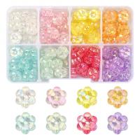 Plating Acrylic Beads, with Plastic Box, Flower, DIY, mixed colors Approx 
