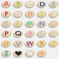 Zinc Alloy Alphabet Beads, Flat Round, gold color plated, random style & DIY & enamel, mixed colors, 8mm 