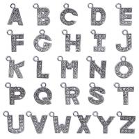 Zinc Alloy Rhinestone Pendants, with plastic bag, Alphabet Letter, platinum color plated, letters are from A to Z & DIY & with rhinestone Approx 