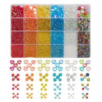 Mixed Acrylic Jewelry Beads, with Glass Beads & Plastic Box, DIY 