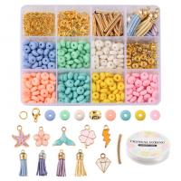 DIY Jewelry Finding Kit, Polymer Clay, with Plastic Box & Elastic Thread & Iron & Zinc Alloy, plated, mixed colors 
