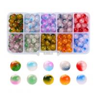 Glass Beads, with Plastic Box, Round, stoving varnish, DIY, mixed colors Approx 