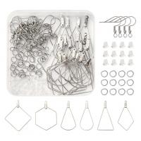 304 Stainless Steel Earring Finding Set, with Plastic Box & Plastic, DIY, original color Approx 