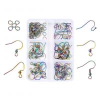 304 Stainless Steel Earring Finding Set, with Plastic Box, Vacuum Ion Plating, DIY, multi-colored Approx 
