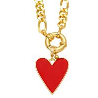 Cubic Zircon Micro Pave Brass Necklace, Heart, gold color plated, micro pave cubic zirconia & for woman & enamel .1 Inch 