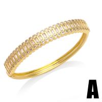 Brass Bangle, gold color plated & micro pave cubic zirconia & for woman, golden 