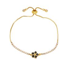 Cubic Zirconia Micro Pave Brass Bracelet, with Polyester Cord, gold color plated & micro pave cubic zirconia & for woman .4 Inch 