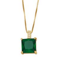 Brass Cubic Zirconia Necklace, Square, gold color plated, micro pave cubic zirconia & for woman .5 Inch 