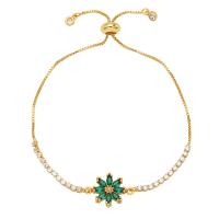 Cubic Zirconia Micro Pave Brass Bracelet, Flower, gold color plated, micro pave cubic zirconia & for woman .7 Inch 