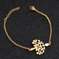 Stainless Steel Charm Bracelet, 304 Stainless Steel, with 1.18inch extender chain, Tree, Vacuum Plating, fashion jewelry & for woman, golden Approx 6.69 Inch 