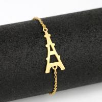 Stainless Steel Charm Bracelet, 304 Stainless Steel, with 1.18inch extender chain, Eiffel Tower, Vacuum Plating, fashion jewelry & for woman, golden Approx 6.69 Inch 