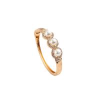 Rhinestone Zinc Alloy Bangle, with Plastic Pearl, fashion jewelry & for woman & with rhinestone, golden 