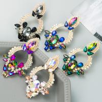 Zinc Alloy Rhinestone Drop Earring, with Glass Rhinestone, fashion jewelry & for woman & with rhinestone 