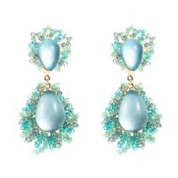 Crystal Drop Earring, Zinc Alloy, with Agate & Crystal, fashion jewelry & for woman, green 
