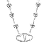 Titanium Steel Jewelry Necklace, with Zinc Alloy, with 5cm extender chain, Heart, silver color plated, fashion jewelry & adjustable & for woman, silver color cm 