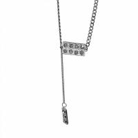 Collar de la joyería de titanio, Partículas de acero, con aleación de zinc, con 5cm extender cadena, chapado en color de plata, ajustable & para mujer & con diamantes de imitación, plateado, longitud:40 cm, Vendido por UD
