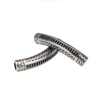 Stainless Steel Curved Tube Beads, plated, micro pave cubic zirconia, 39mm 