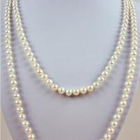 Collier de perles d'eau douce naturelles, perle d'eau douce cultivée, bijoux de mode & pour femme, 7-8mm Environ 47.2 pouce, Vendu par PC