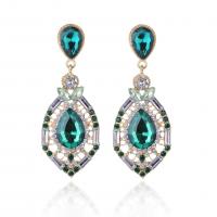 Zinc Alloy Rhinestone Drop Earring, gold color plated, for woman & with rhinestone 