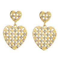 Zinc Alloy Rhinestone Drop Earring, Heart, gold color plated, fashion jewelry & for woman & with rhinestone 