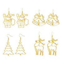 Pendientes de Navidad, aleación de zinc, chapado en color dorado, Diseño de Navidad & Joyería & diferentes estilos para la opción & para mujer, Vendido por Par