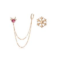 Boucles d'oreilles de Noël, alliage de zinc, Placage de couleur d'or, Conception de Noël & bijoux de mode & pour femme, 100mm,10*5mm, Vendu par paire