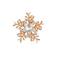Zinc Alloy Jewelry Brooch, Snowflake, gold color plated, Christmas Design & fashion jewelry & for woman & with rhinestone, 32mm 