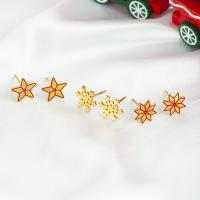 Stainless Steel Stud Earring, 304 Stainless Steel, Christmas Design & for woman 