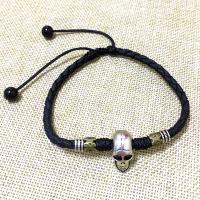 Zinc Alloy Anklet, with leather cord, Skull, handmade, Adjustable & Unisex Approx 8.66 Inch, Approx 7.48 Inch 