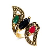 Resin Zinc Alloy Finger Ring, with Resin, antique gold color plated, fashion jewelry & for woman, 45mm 