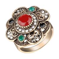 Resin Zinc Alloy Finger Ring, with Resin, plated & for woman & with rhinestone 24mm 