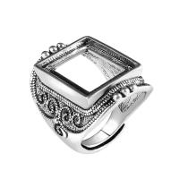 Zinc Alloy Bezel Ring Setting, antique silver color plated, Adjustable & fashion jewelry & Unisex, 14*17mm 