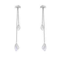 Crystal Drop Earring, Brass, with Crystal, high quality plated, fashion jewelry & for woman & with rhinestone, silver color 