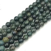 Natürliche Moosachat Perlen, Moos Achat, rund, DIY & verschiedene Größen vorhanden, grün, Länge:ca. 38 cm, verkauft von Strang