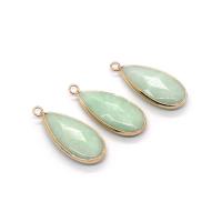 Amazonite Pendants, ​Amazonite​, with Brass, Teardrop, gold color plated, Unisex & faceted, light green 