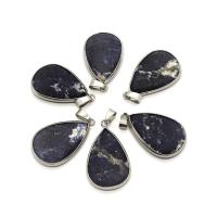 Sodalite Pendants, with Brass, Teardrop, silver color plated, Unisex, blue 