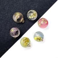 Glass Pendants, with Dried Flower & Resin, Round, epoxy gel, Unisex 16mm 