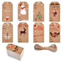 Kraftpapier Label- Tag, Weihnachts-Design & verschiedene Stile für Wahl, gemischte Farben, 30x50mm, 100PCs/Tasche, verkauft von Tasche