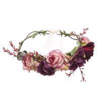 Свадебный волосы Венок, ткань, с Сатиновая лента, Форма цветка, Регулируемый & свадебный подарок & Женский, разноцветный продается PC