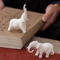 White Porcelain Craft Decoration, Elephant, handmade, for home and office & Translucent 
